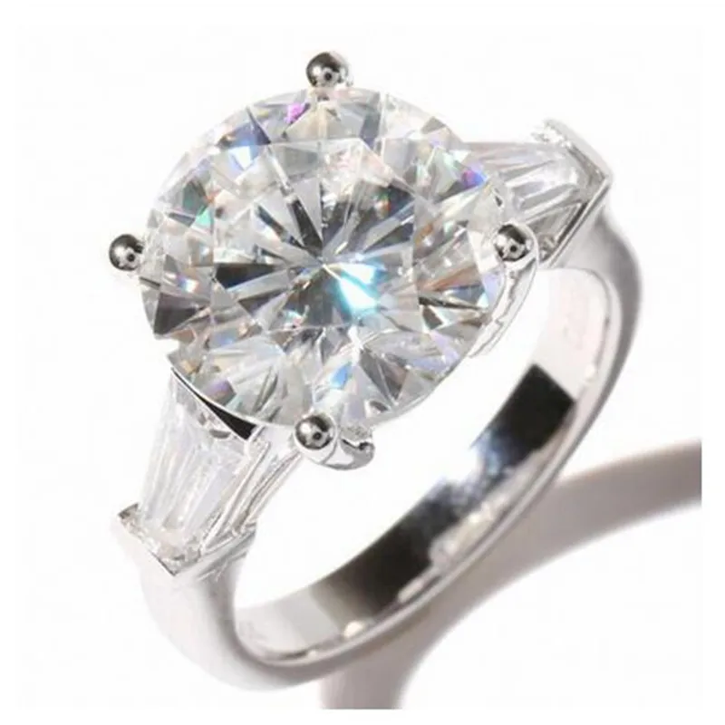 Solitaire 5ct Lab Diamond Ring Real 925 sterling silver Jewelry Engagement Wedding band Rings for Women Bridal Party accessory