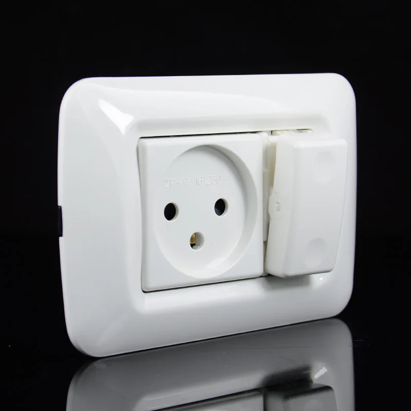 Israel Household standard Power Plug Wall Socket With 1Gang 1Way Switch Plug 118mm * 80mm White Flame Retardant Panel