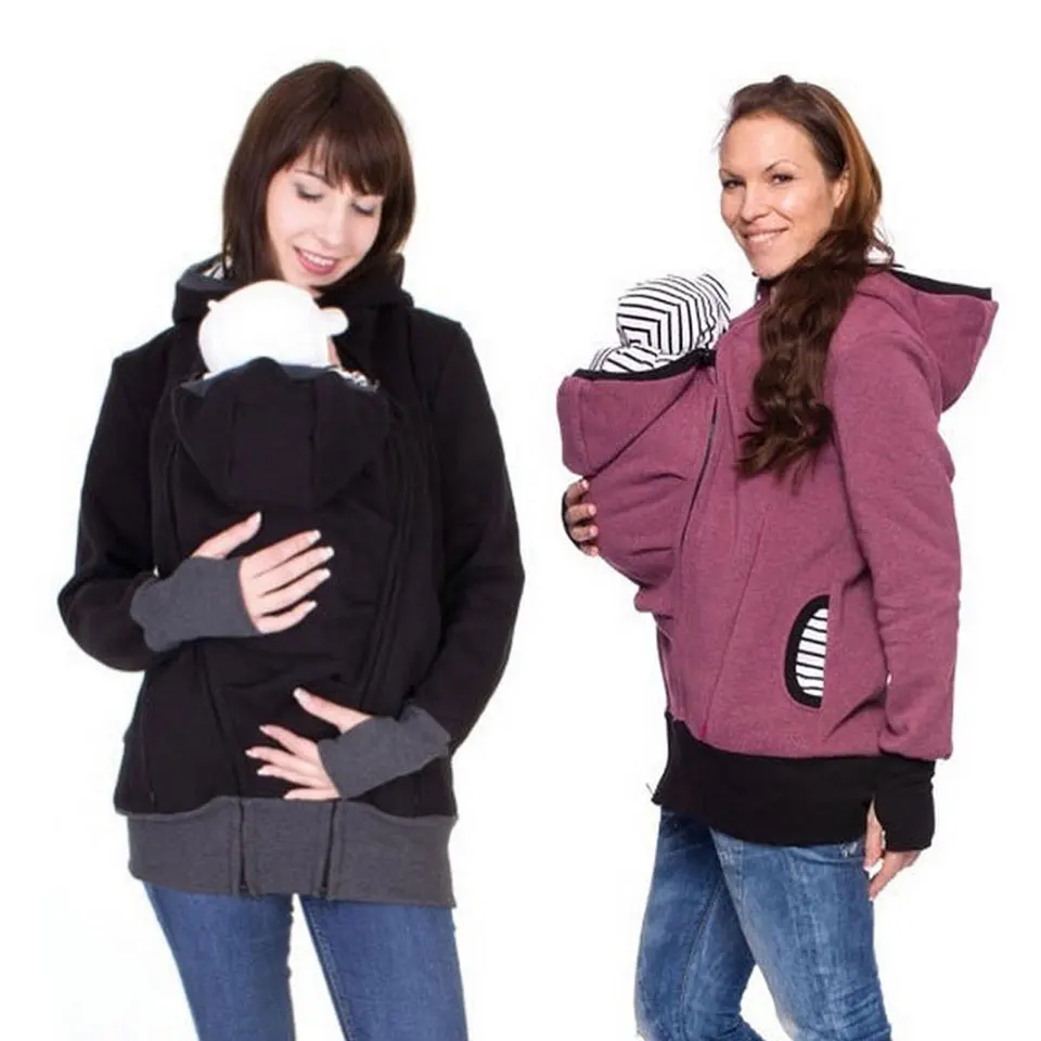 Chaqueta de maternidad cálida para mujer, abrigo de canguro, ropa de maternidad