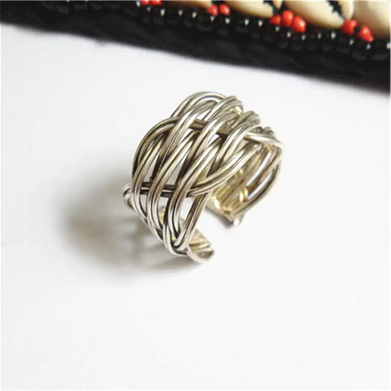 Nepal Vintage Handmade Rings Copper Wrapped Silk Open Ring R032