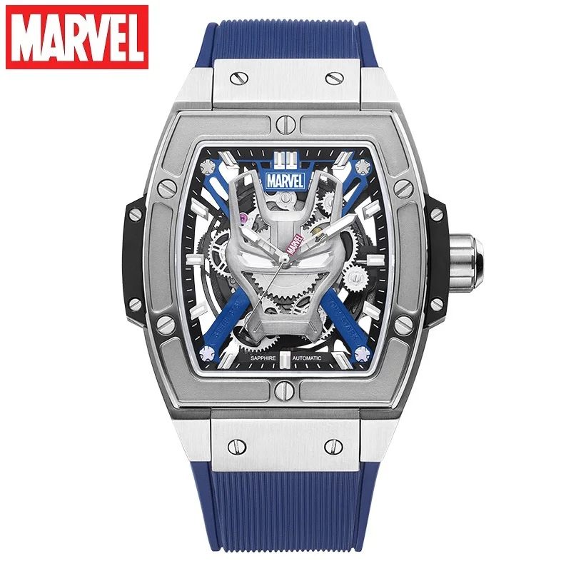 

Disney Marvel Iron Man Skeleton Automatic Wristwatch Perspective Tonneau Dial Sapphire Crystal The Avengers Space Mechanical