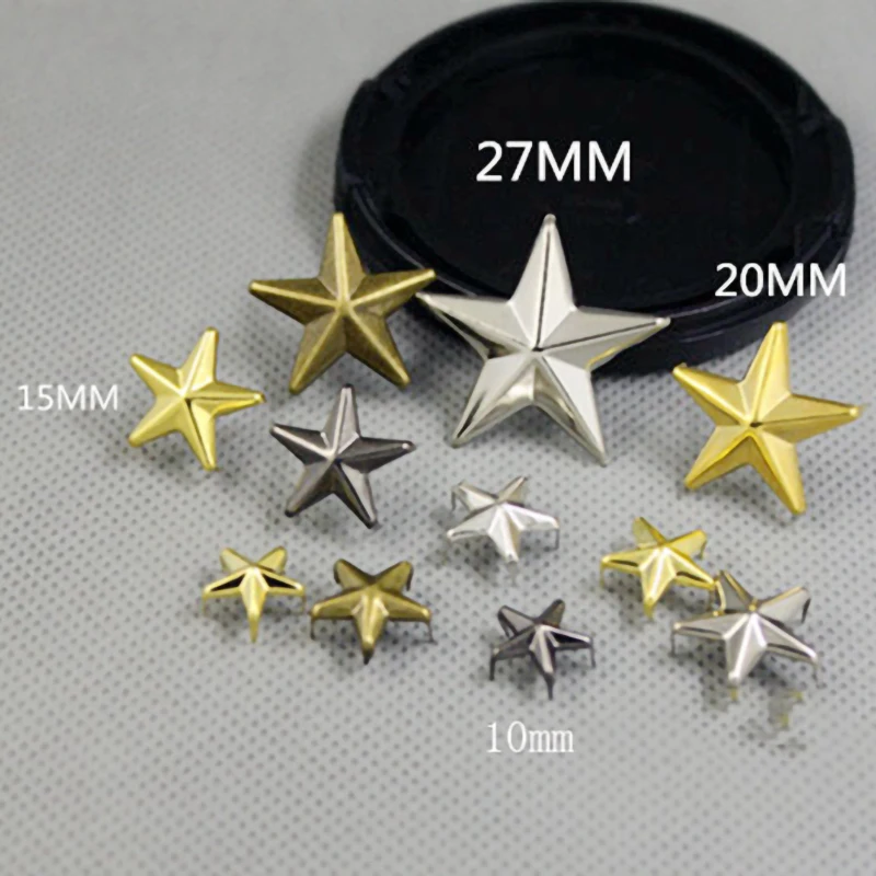 10-27mm Gold/Silver/Bronze/Metal Star Garment Rivets Nailhead Claws Stud Hat Bag Shoe Jeans Leather Craft Clothes Accessories