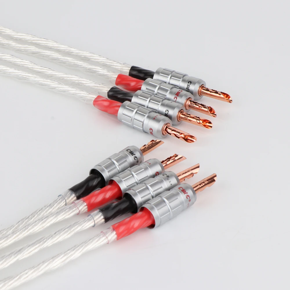 HIFI 증폭기용 8AG 8N OCC 도금 스피커 케이블 바나나 플러그 스피커 케이블 쌍