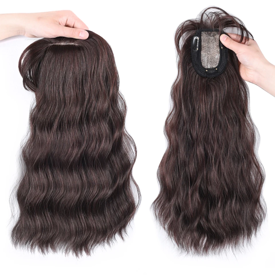 AILIADE 45CM Synthetic Hair Long Water Wave One Piece Haipiece Black Brown Wave Pieces Clip in Hair Pieces For Women image 2