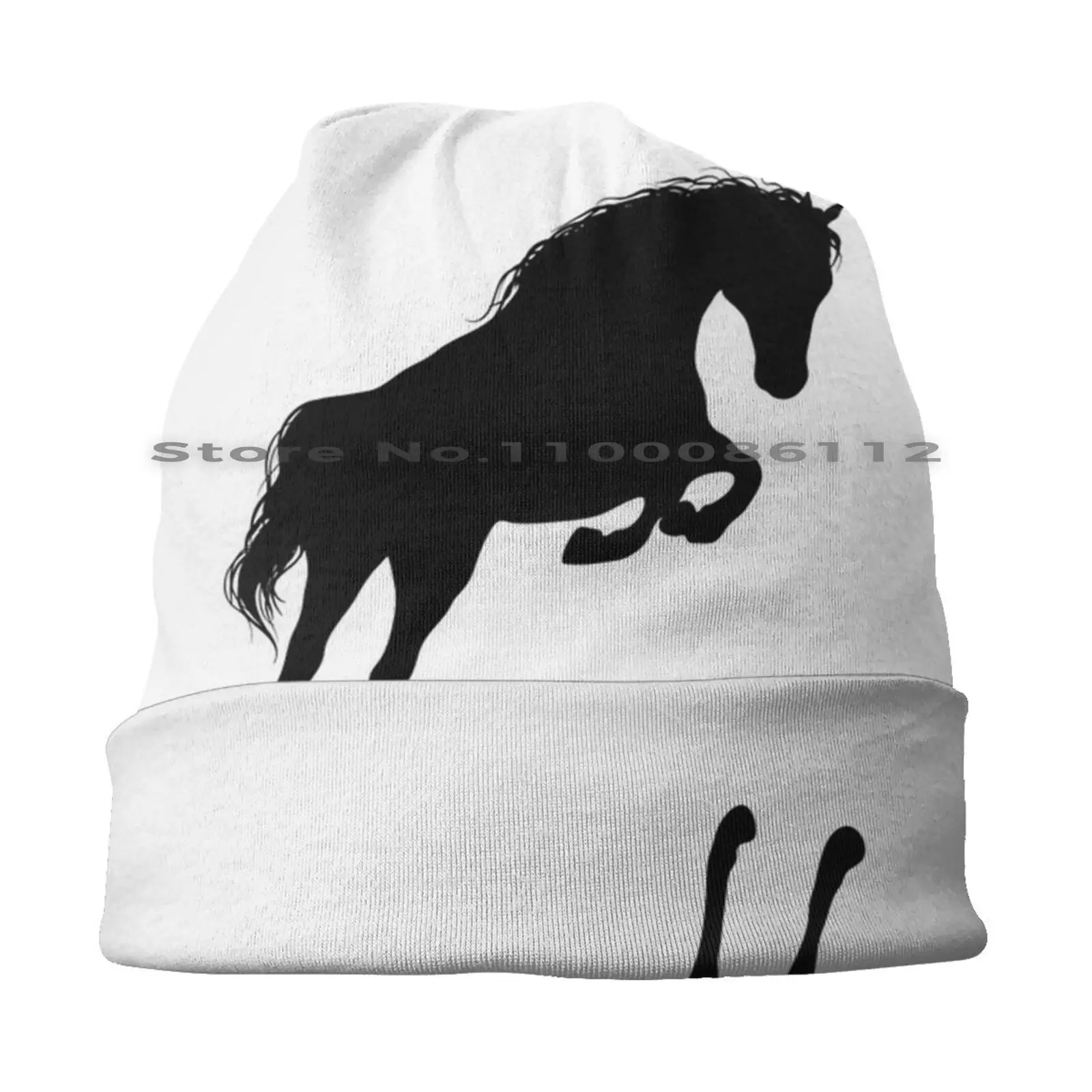 Powrful Horse Cute Fantasy Shirt. Beanies Knit Hat Cute Dressage Farm Funny Texas Trending Black Equine Fantasy Horn Horse