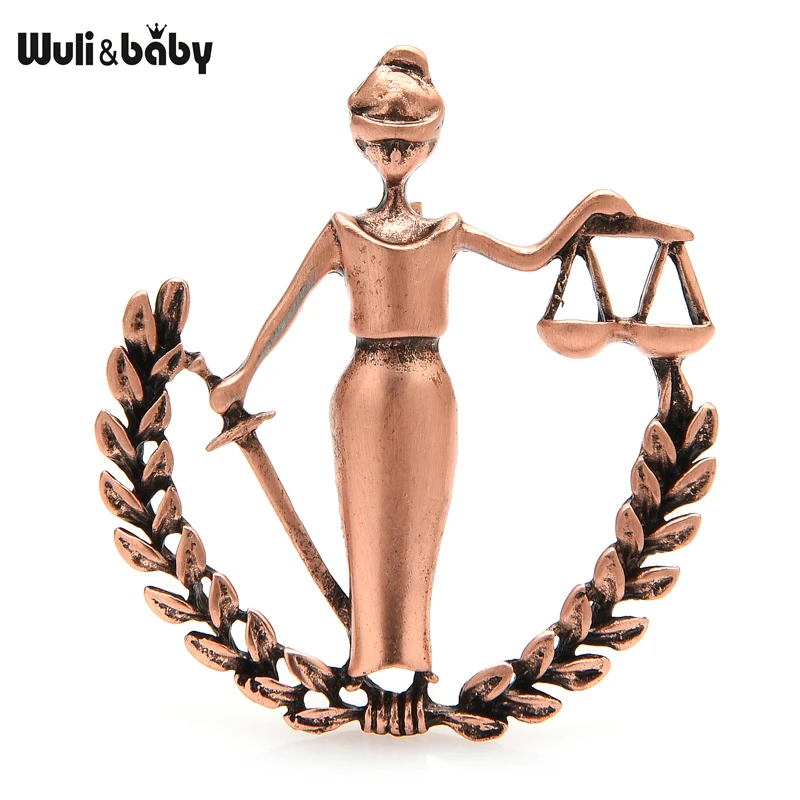 Wuli&baby Vintage 3-color Libra Brooches Women Unisex Metal Scale Lady Figure Office Casual Brooch Pins Gifts