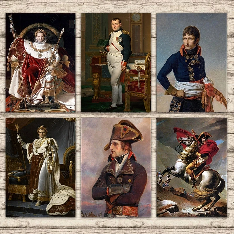 Classical Art Napoleon Crossing The Alps Canvas Painting Wall Art Pictures Poster and Print for Living Office Bedroom Home Decor