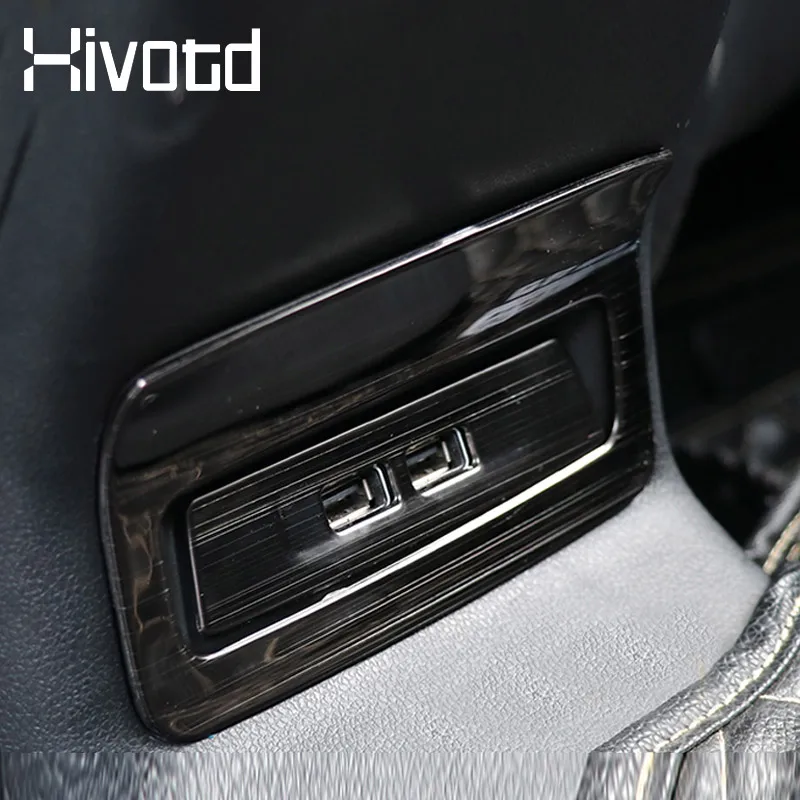 For Skoda Karoq 2023 2024 Car Accessories Armrest Rear Row Middle Socket Cover Interior Decoration Frame USB Panel Styling Parts