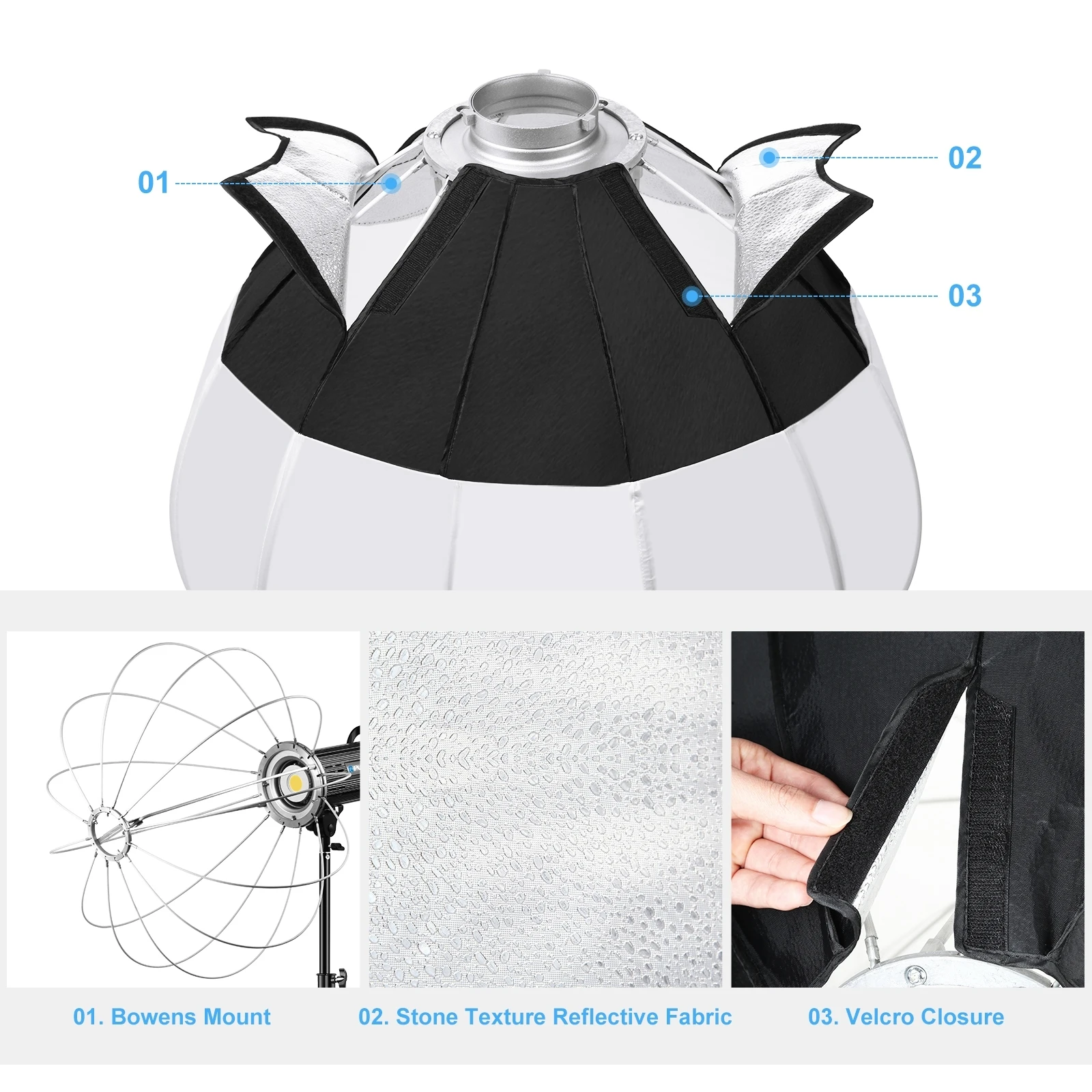 PULUZ 65cm Foldable Lantern Softbox SpeedLite Flash Light Foldable Diffuser Soft Box Spherical Diffuser Cover LED Light Box - Image 4