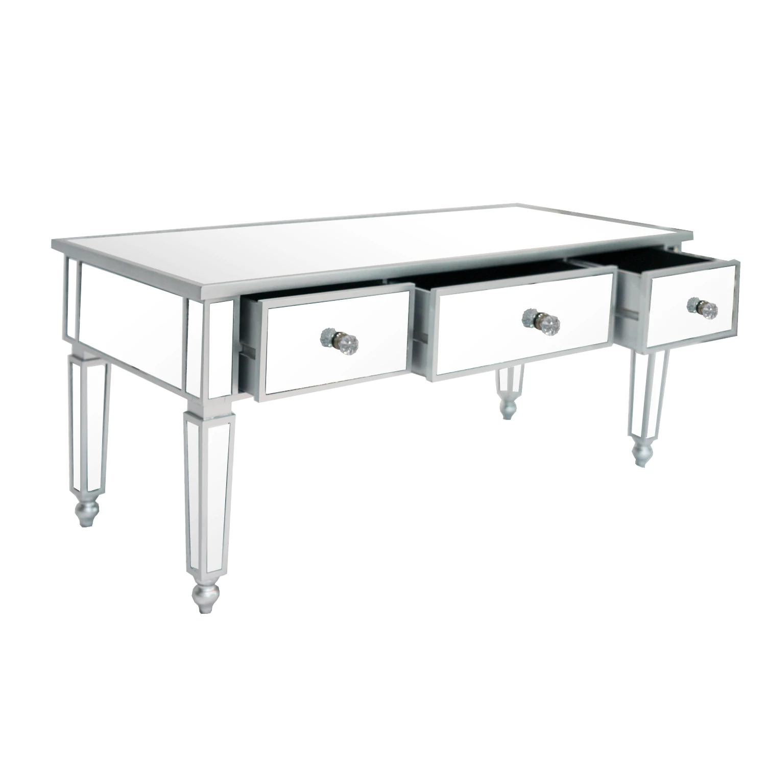 3 drawer Mirrored Coffee Table-Silver Side Table End Table US Warehouse IN Stock 106*46*46CM/