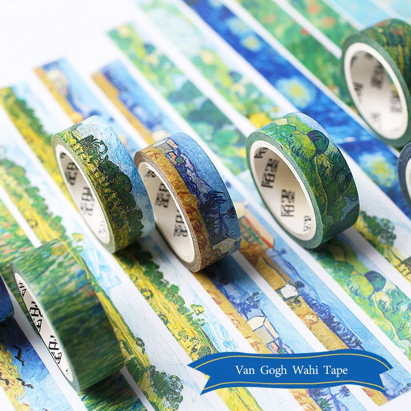 Journamm 1.5cm*7m Van Gogh Series Washi Tape for Scrapbooking Deco Junk Journal school Masking Tape Creative Stationery