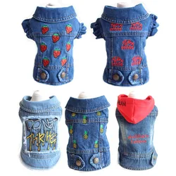 Denim Jacket for Small Dogs and Cats Fashion Pattern Denim Pet Clothes Cowboy Vest for Dachshund Bichon Spring Pet Apparel XL-XX