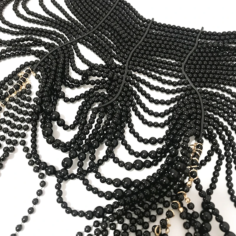 Chaîne d'épaule de perles fait à la main, chaîne de corps de perles multicouche, bijoux fins, collier de conception de grande taille bran