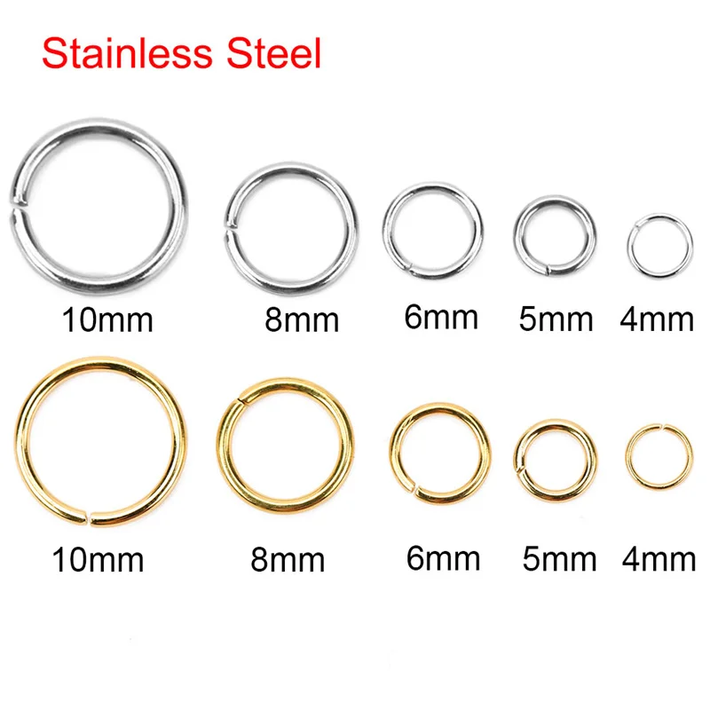 50/100pcs Never Fade PVD Stainless Steel Open Jump Rings 4/5/6/8mm Split Rings Connectors Necklace Bracelet Jewelry Accessories