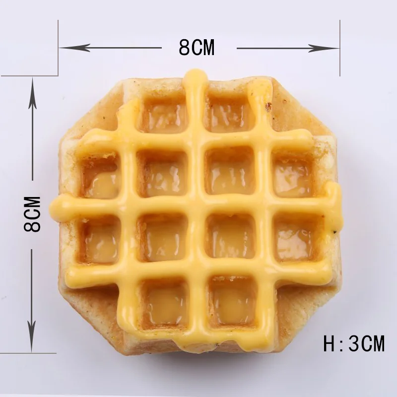 シミュレーションワッフルモデル表示、偽食品ブリュッセルワッフルモデルサンプルデザートの小道具ウィンドウ表示