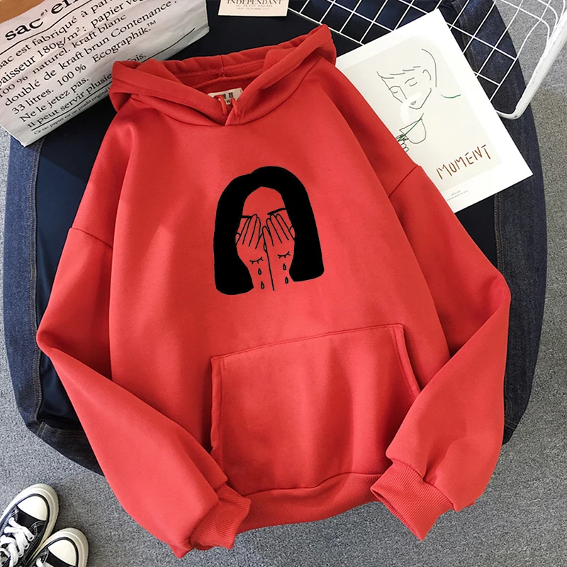 Hoodie Longgar Pulover Hip Hop Pakaian Jalanan Jepang Sweatshirt Bertudung Musim Gugur Musim Dingin Pakaian Hoodies Beludru Plus Hangat Tinggi