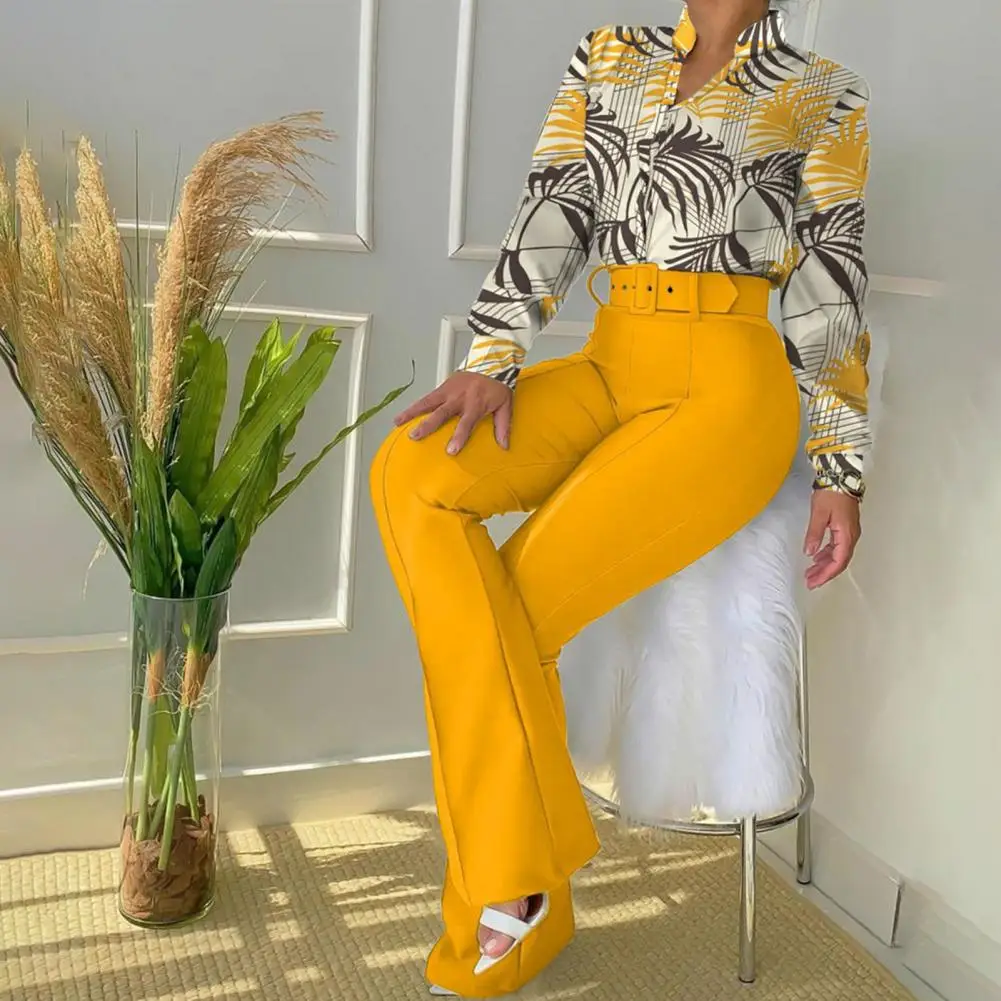 1 Set Women Suit Durable Women Tops Aesthetic Flower Pattern Fashion Suit