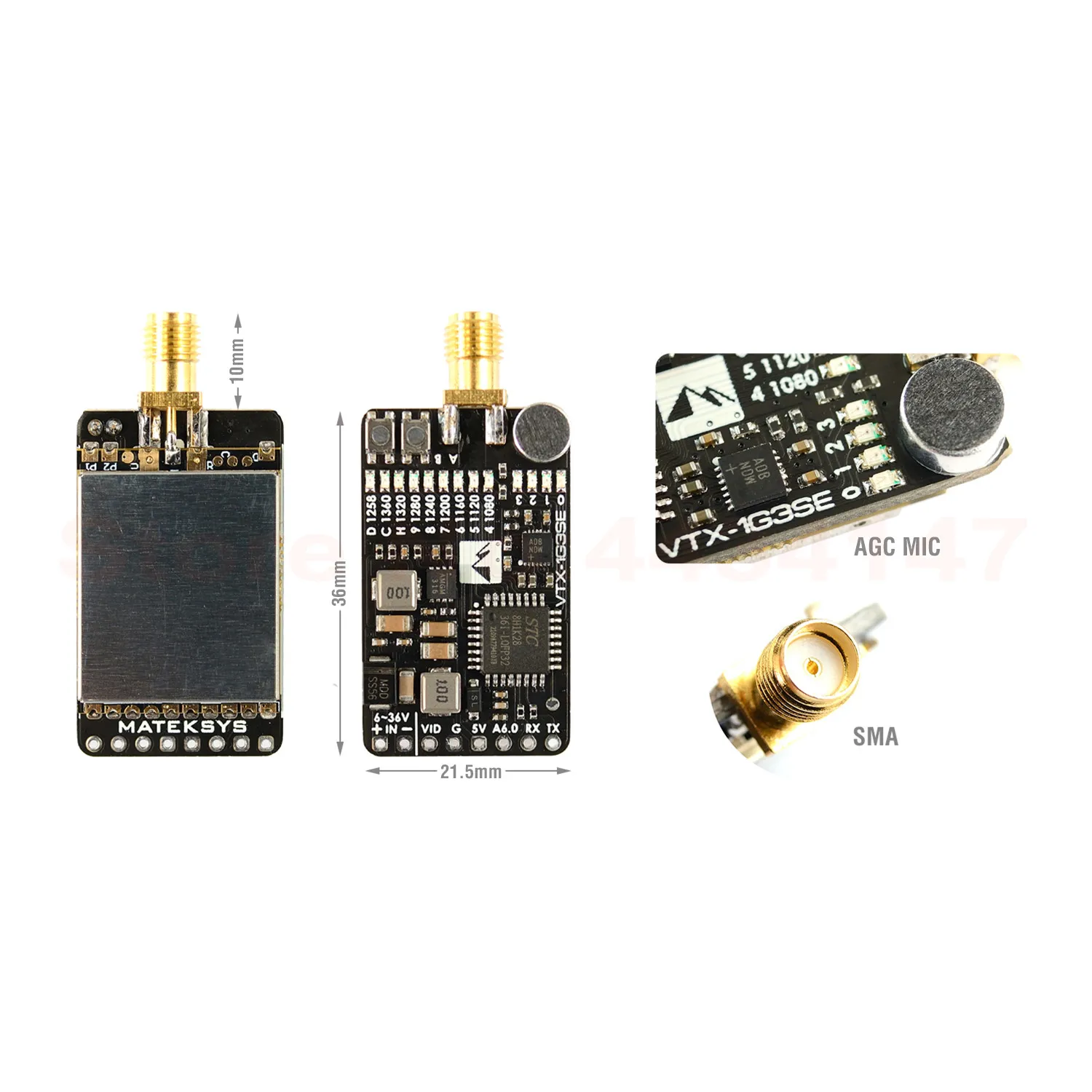 Matek Mateksys VRX-1G3-V2 / VTX-1G3SE 1.3GHz FPV Video 2CH 9CH Transmitter 9CH Wid Band Receiver RC Drone Long Range Goggle