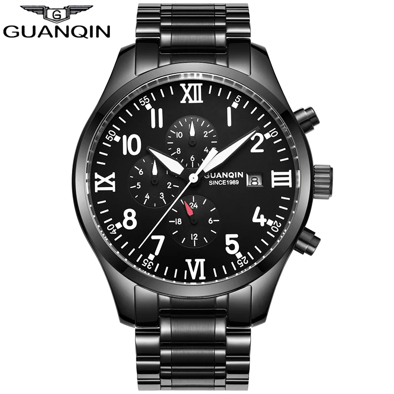 

GUANQIN Luxury Automatic clock Mechanical Men's Watches Calendar pilot watch Top Brand Waterproof Wristwatch Relogio Masculino