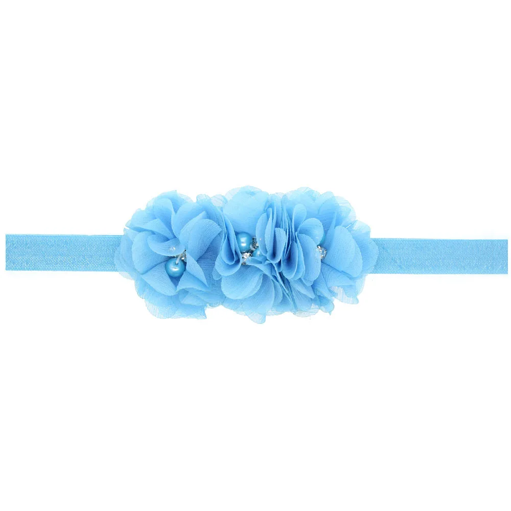 baby headband flower headwear Pearl Diamond Chiffon Flowers accessory baby headbands elastic hair band girls hair accessories