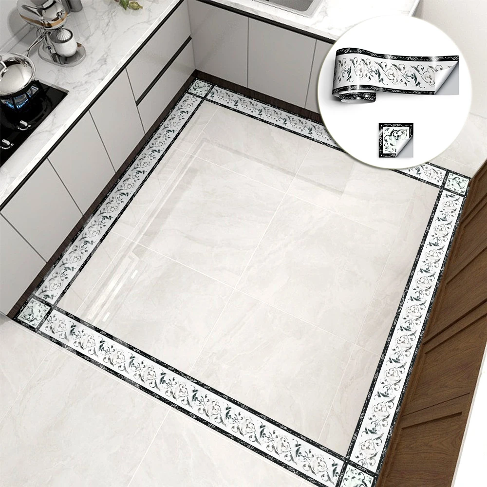 

Euro Self-Adhesive Tile Stickers PVC Waterproof Wear-resistant Floor Sticker Waistline Deco Sticker Tile Seam Line Stickers