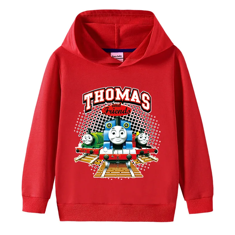 Thomas and Friends fashion cartoon boys pure cotton hooded sweater children\'s baby pullover tops children\'s sweater clothes