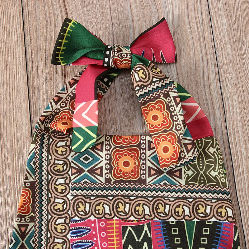 JEMMALEONG 2021 African Clothes Dashiki Floral Print Rompers Summer Jumpsuit Hair Band For Baby Girl African Dress For Kids