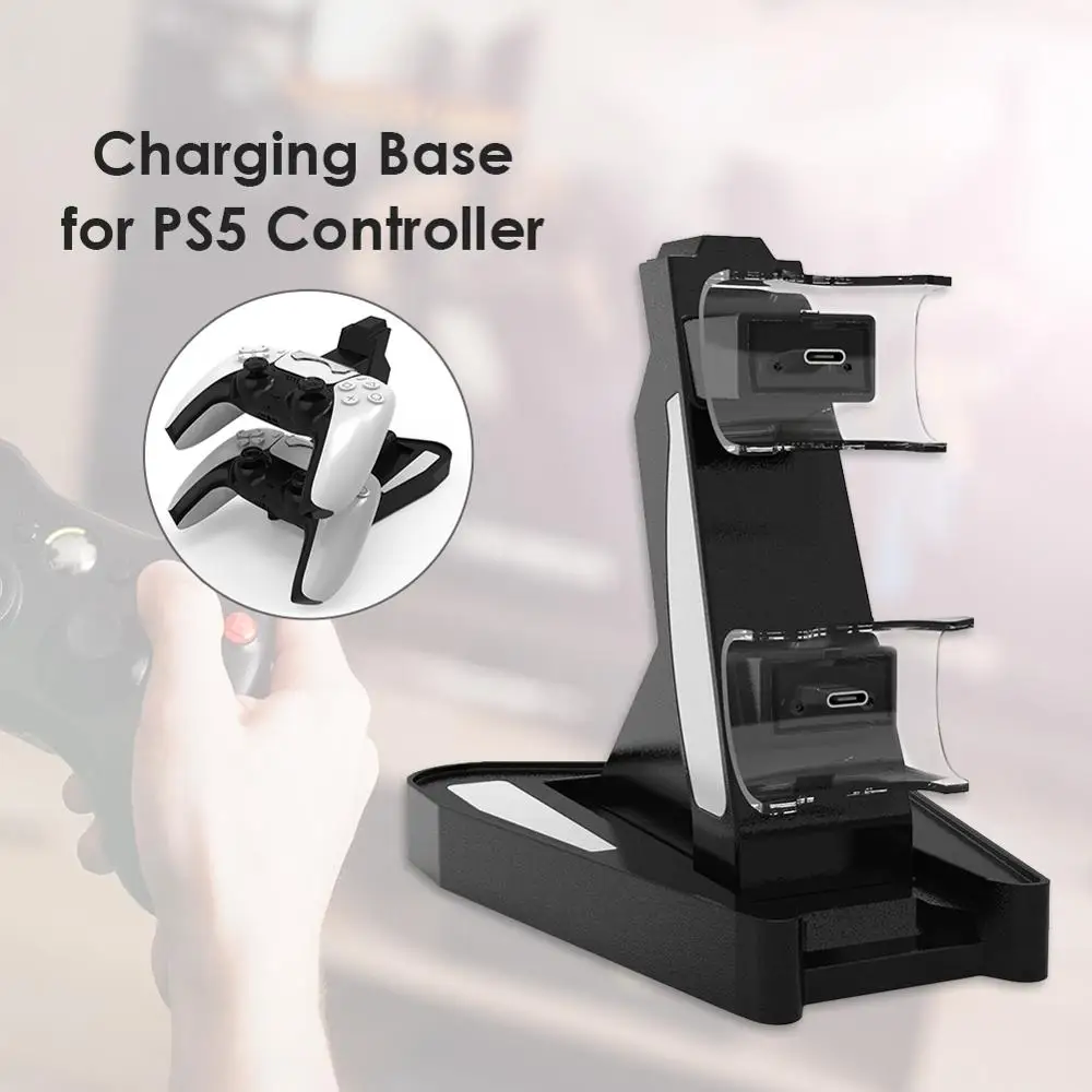 for PS5 Game Controller Charger Dual Charging Port LED Indicator Charging Dock Station Stand for Playstation5 Gamepad Accessory