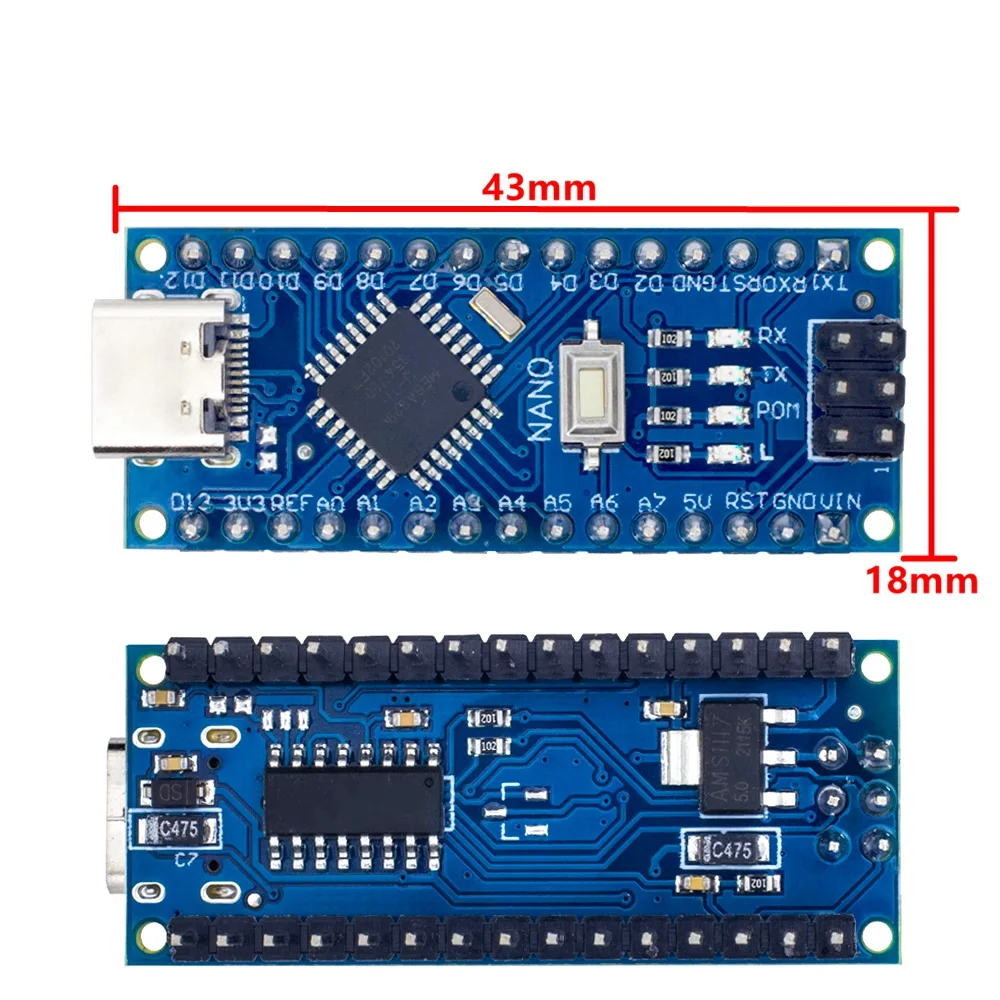 1PCS Nano 3.0 Atmega328 Weld Controller Compatible Board TYPE-C Module PCB Development Board without USB C cabl For arduino