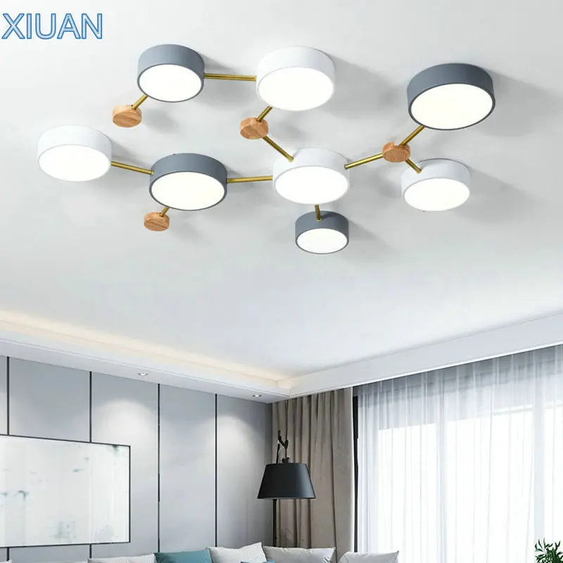 Nordic Wood Ceiling Chandelier Light AC 220V LED Living Room Ceiling Lamp for Bedroom Children Baby Kids Room Decorative Decor