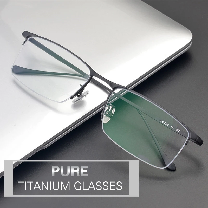 2023 New Men's Glasses Myopia Business Reading Eyeglasses Pure Titanium Retro Square Glasses Frame Optical Prescription Eyewear