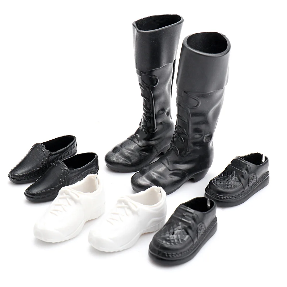 Ensemble de 4 paires de chaussures beurre pour homme, bottes noires, accessoires petit ami Ken