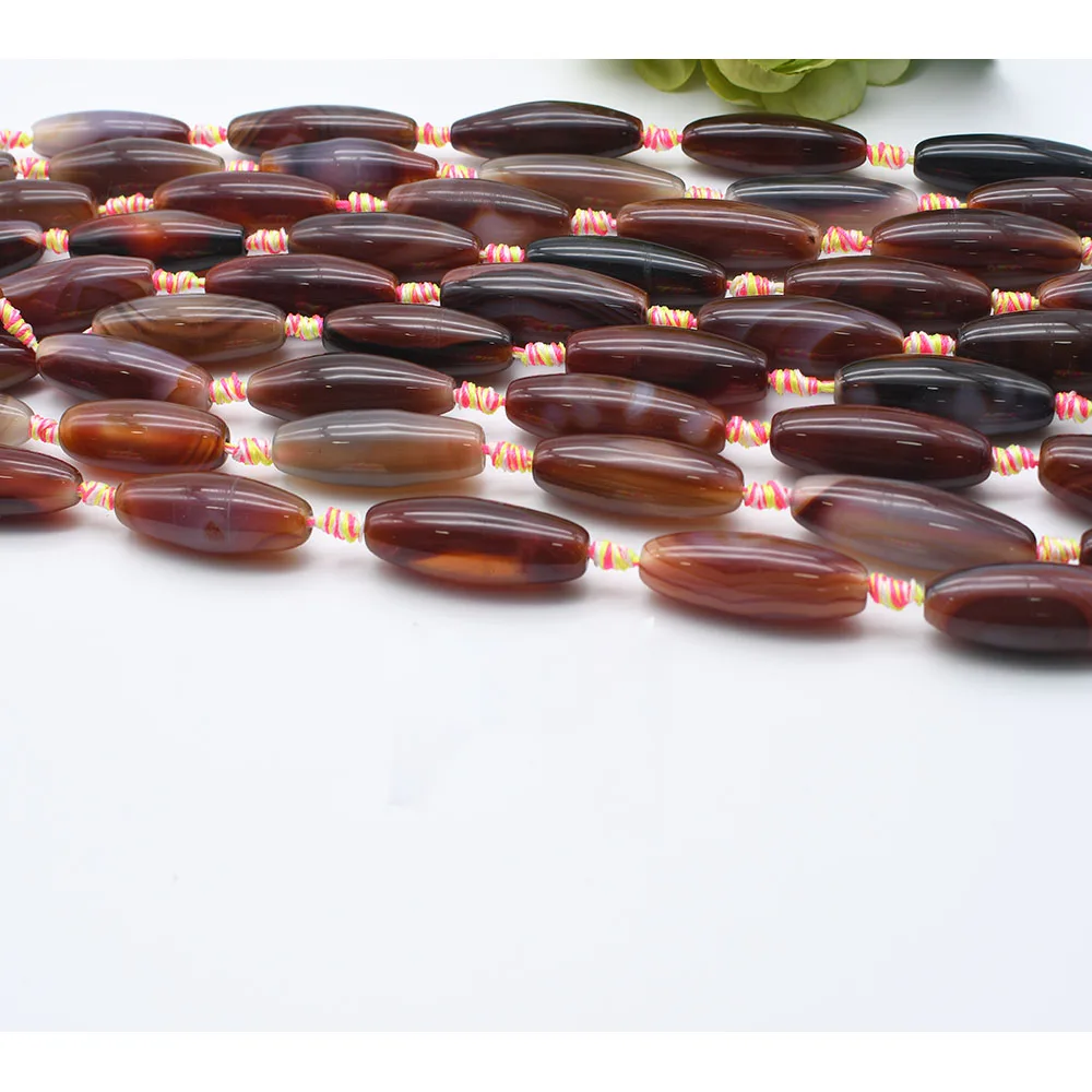 51 mm Natural Smooth dark coffee cylindrical Agate stone bead For DIY Bracelet Necklace Jewelry Making Strand 15