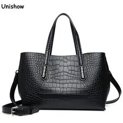 Genuine Leather Women Bag Luxury Alligator Pattern Female Totes Bag Brand Designer Business Lady Handbag Cowhide Shoulder Bag