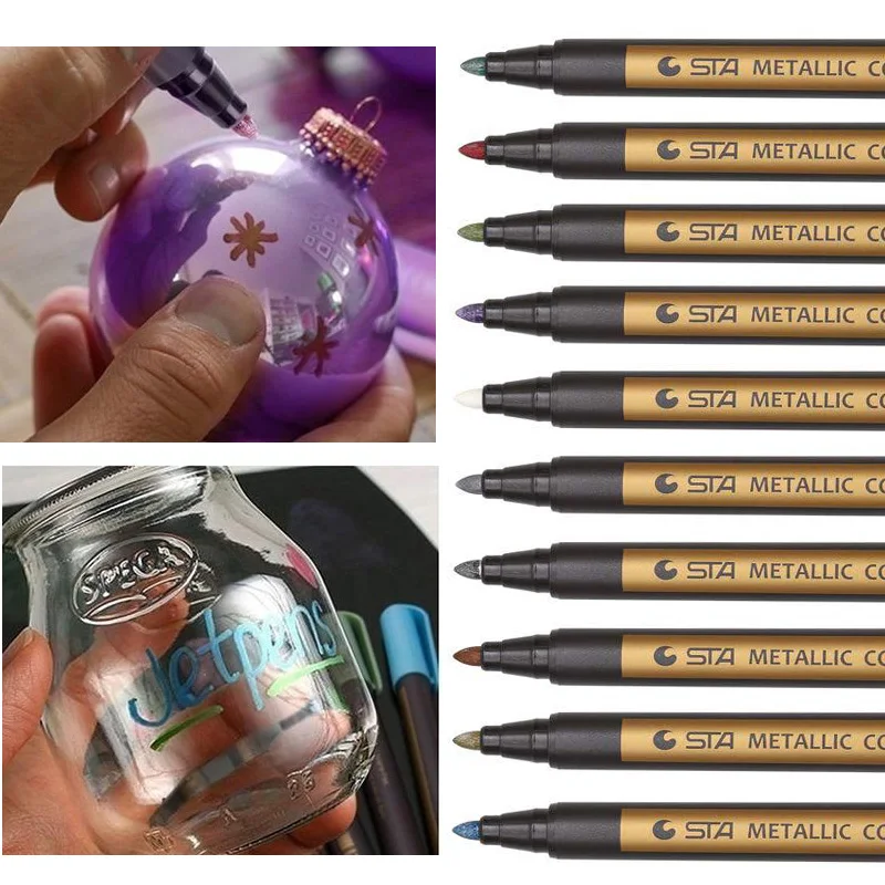 Rotuladores acrílicos de colores para escritura permanente, bolígrafos metálicos de Manga para dibujo de pared de vidrio, papel de Patinaje con