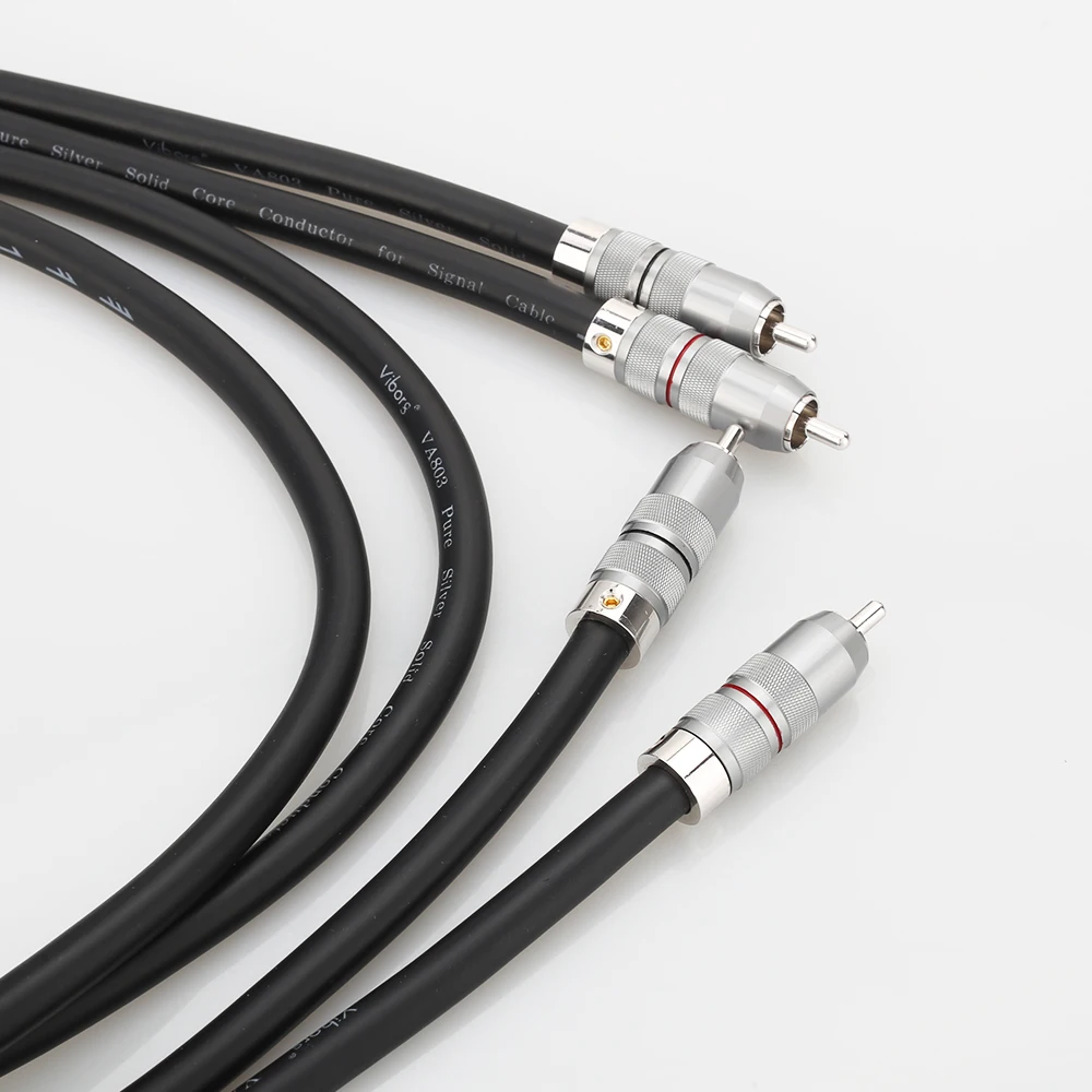 New Viborg VA803 High-End Pure Solid Silver Premium Audio Interconnect Cable Phono to Phono Stereo Analogue Interconnect Cable