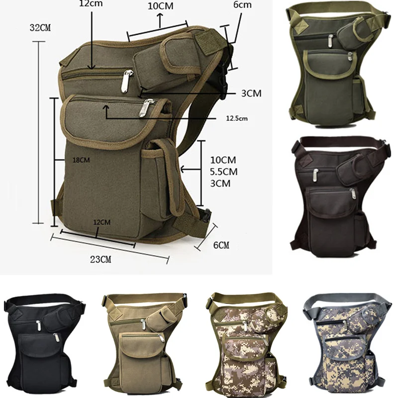 Men Canvas Drop Leg Bag Waist Bag Fanny Pack Belt Hip Bum Military travel Multi-purpose Motorcycle Messenger Shoulder Bags