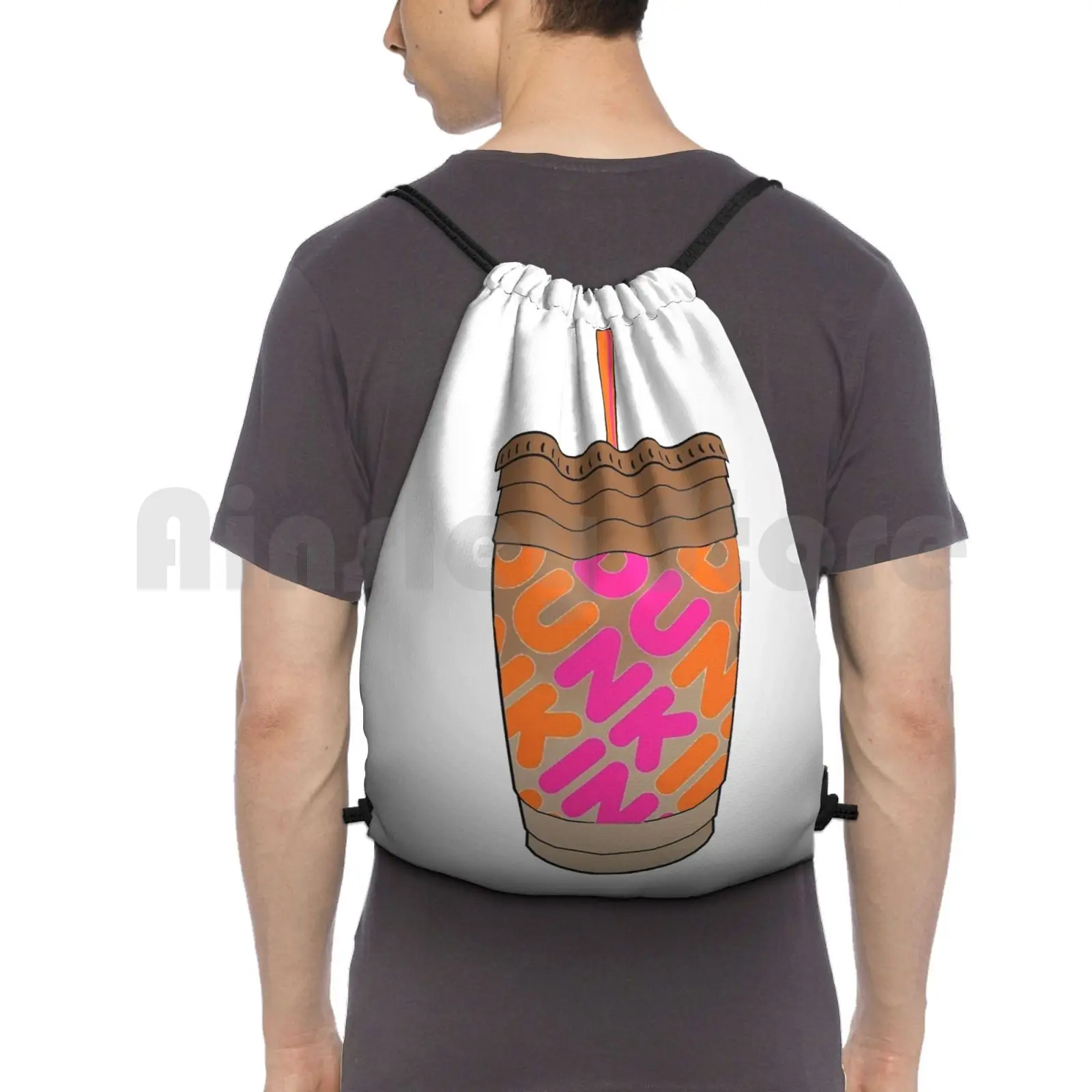 Dunkin Donuts Iced Coffee Backpack Drawstring Bag Riding Climbing Gym Bag Dunkin Donuts Charli Damelio Iced Coffee Dunkin