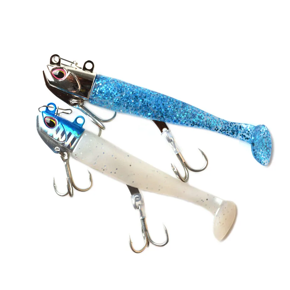 TOMA Jig Head Soft Bait Inter-change-able Body Minnow Fishing Soft Lures PVC T tail Casting Bass Pike Seabass Fishing Tackle