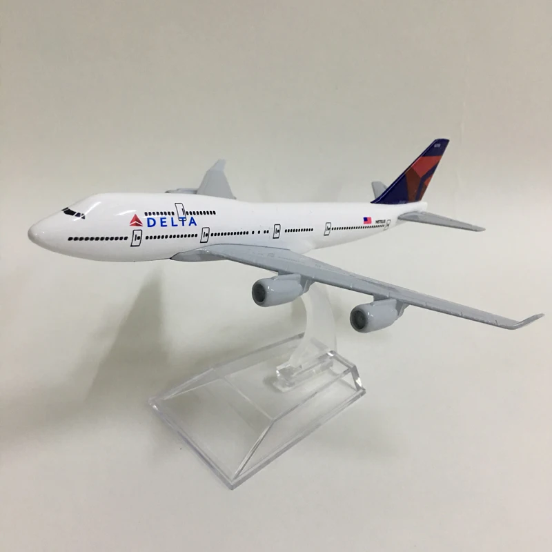 JASON TUTU 16cm Delta Air Lines Boeing 747 Airplane Model Airplane Diecast Metal 1/400 Scale Planes