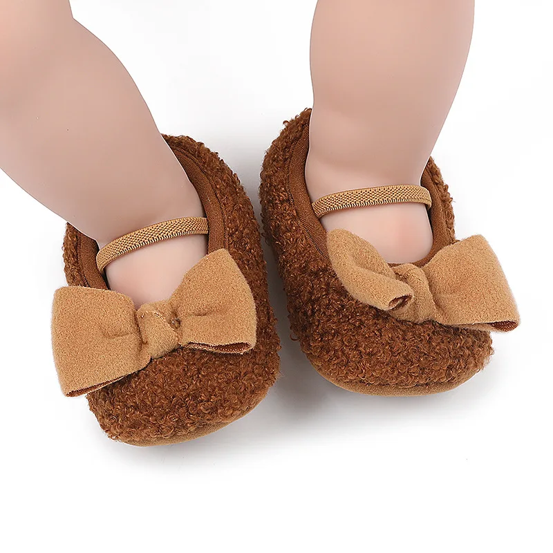 Spring Toddler Girl Crib Shoes Warm Newborn Baby Girls Bowknot Soft Sole Casual Shoes Cute Infant Prewalker