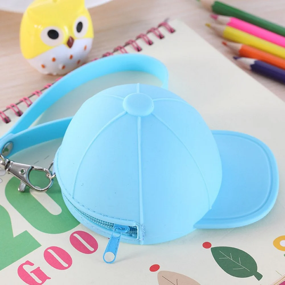Cute Mini Coin Case Creative Baseball Cap Change Purse Silicone Zipped Wallet Cartoon Candy Color Handbag Waterproof Clutches