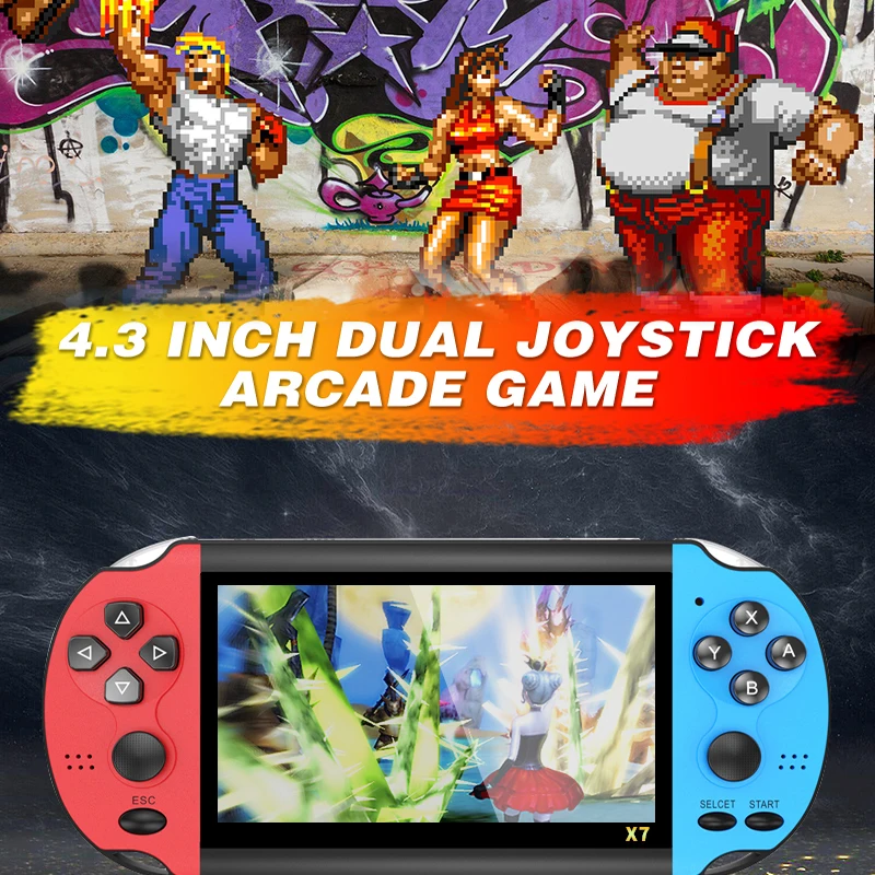 DATA FROG 4.3/5 inch Double Rocker Handheld Game Console Support TV Output X12 Retro Portable Handheld Video Game Console