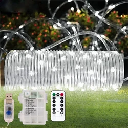 Festoon Led Light Decoration For Bedroom Garland Christmas Tube Rope Lights String Battery-Operated 5/10M New Year Decor