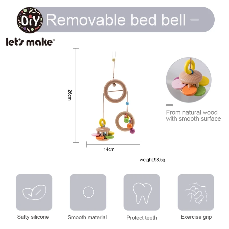 Let's make 1pc Mobile Wooden Ball Rattle Set Bed Stroller Baby Toys 0-12 Month Spiral Baby Hanging Crib Mobile Bed Bell For Baby