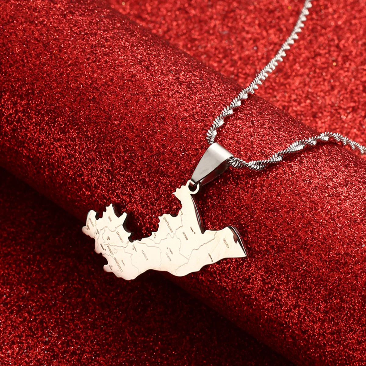 Republic of the Congo Map & City Name Charm Pendant Necklaces Brazzaville Ethnic Ornament Jewelry