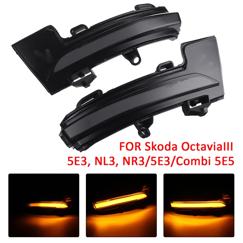 LED Dynamic Turn Signal Light Side Mirror Indicator Blinker Sequential For Skoda Octavia III  5E3 NL3 NR3 Combi 5E5 2012-2018