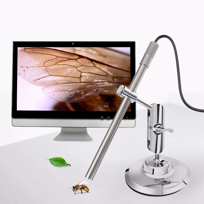 1080p USB Digital Microscope  3 In 1 Endoscope Camera IP67 1.0 mp 200X magnification 8 Leds Stand Magnifier Windows Android MAC