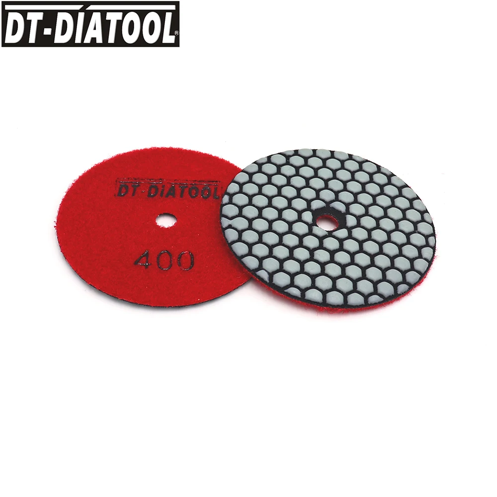 DT-DIATOOL 7 قطعة/pk 4 "قطعة التلميع الجاف مرنة الراتنج 100 مللي متر الماس ألواح التلميع للرخام ماكينة تجليخ الأرضيات الخرسانية القرص #400