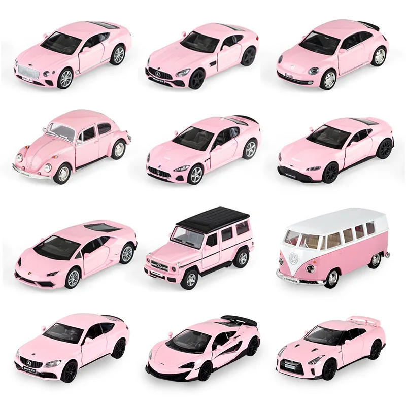 Die-cast Alloy Model Car 1:32 Pink Benz Children Lighting and Music Simulation Car Collection Model Presents A Girl Toy Gift